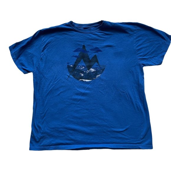 Marmot Men T-Shirt XXL Blue Mountain Logo Graphic Print Short Sleeve Crew Neck - Picture 2 of 7